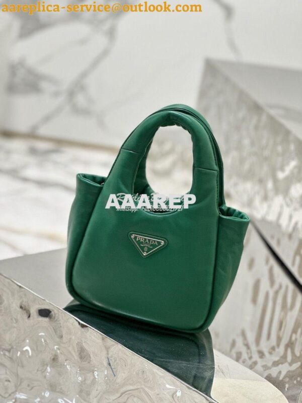 Replica Prada Small Padded Soft Nappa-Leather bag 1BA359 Green 2