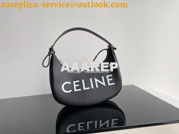 Replica Celine Ava Bag in Smooth Calfskin with Logo Print 193953 Black 6