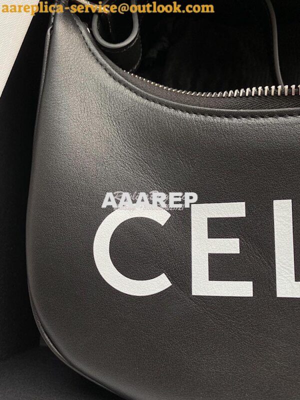 Replica Celine Ava Bag in Smooth Calfskin with Logo Print 193953 Black 8