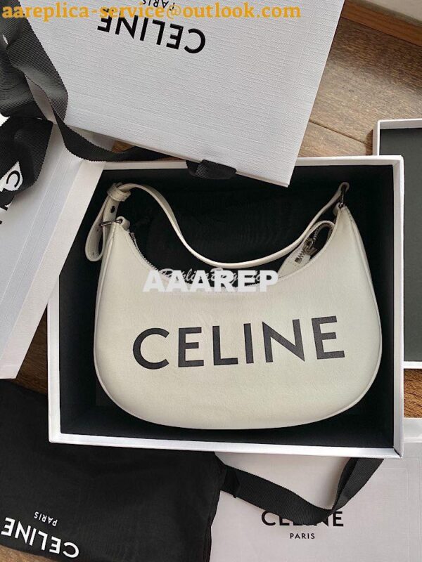 Replica Celine Ava Bag in Smooth Calfskin with Logo Print 193953 White 3