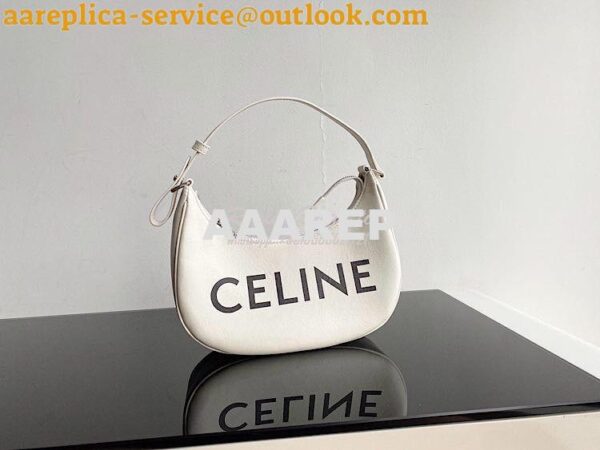 Replica Celine Ava Bag in Smooth Calfskin with Logo Print 193953 White 6