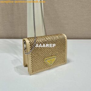 Replica Prada Crystal-studded card holder with shoulder strap 1MR024 Yellow Crystal