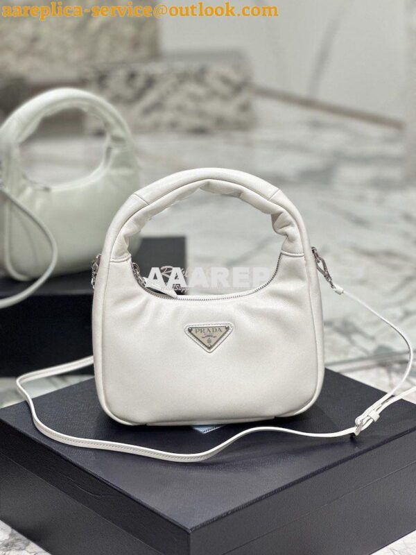 Replica Prada Soft Padded Nappa-leather mini bag 1BA384 White 3