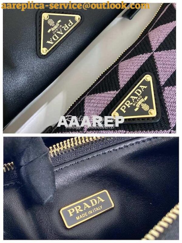 Replica Prada Symbole leather and fabric mini bag 1BC176 Black Alabast 11