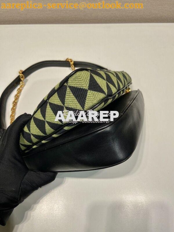 Replica Prada Symbole leather and fabric mini bag 1BC176 Black Ivy Gre 10