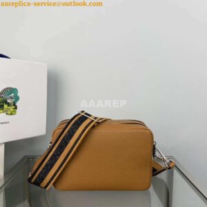 Replica Prada Leather bag with shoulder strap 1BH082 Tan