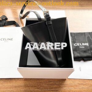 Replica Celine Bucket Triomphe In Shiny Calfskin 199913 Black 2