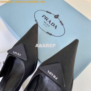 Replica Prada Nylon Gabardine Slingback Pumps 1I588M Black 2