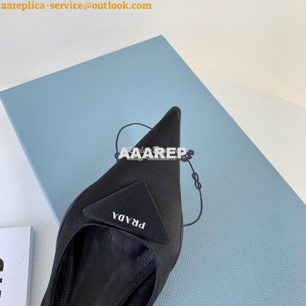 Replica Prada Nylon Gabardine Slingback Pumps 1I588M Black 6