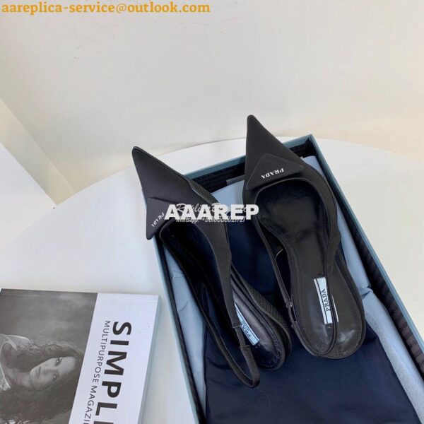 Replica Prada Nylon Gabardine Slingback Pumps 1I588M Black 7