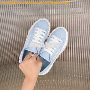 Replica Prada Nylon Gabardine Sneakers 1E260M Blue 2