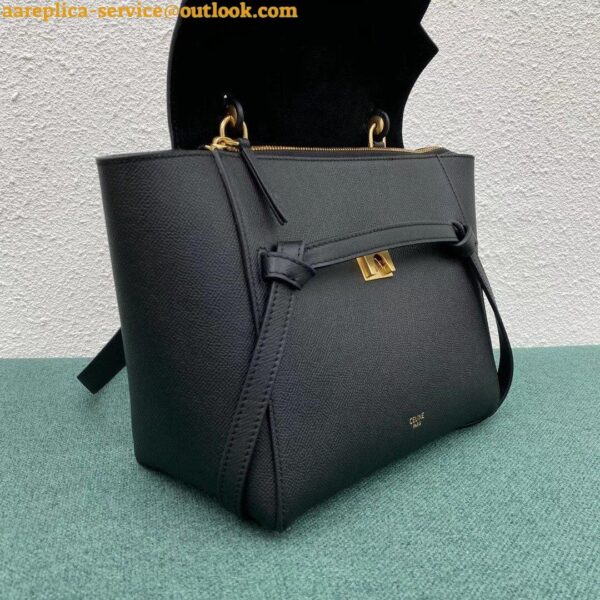 Replica Celine Micro Belt Bag In Black Grained Calfskin 7