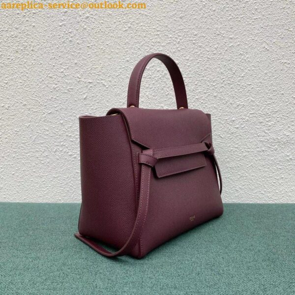 Replica Celine Micro Belt Bag In Bordeaux Grained Calfskin 3