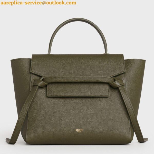 Replica Celine Micro Belt Bag In Dark Olive Grained Calfskin 3