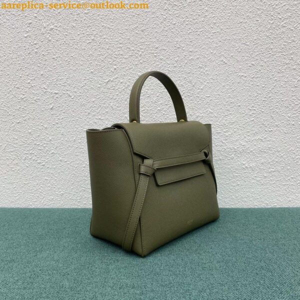 Replica Celine Micro Belt Bag In Dark Olive Grained Calfskin 3