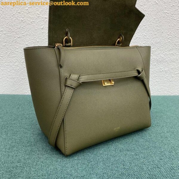 Replica Celine Micro Belt Bag In Dark Olive Grained Calfskin 5