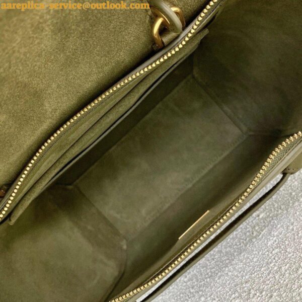 Replica Celine Micro Belt Bag In Dark Olive Grained Calfskin 8