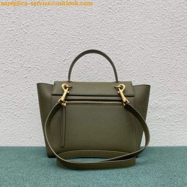 Replica Celine Micro Belt Bag In Dark Olive Grained Calfskin 15