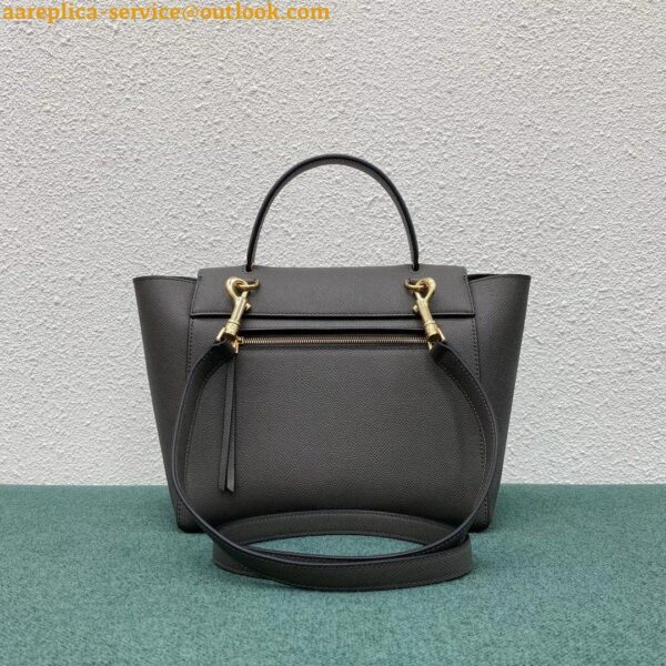 Replica Celine Micro Belt Bag In Grey Grained Calfskin 5