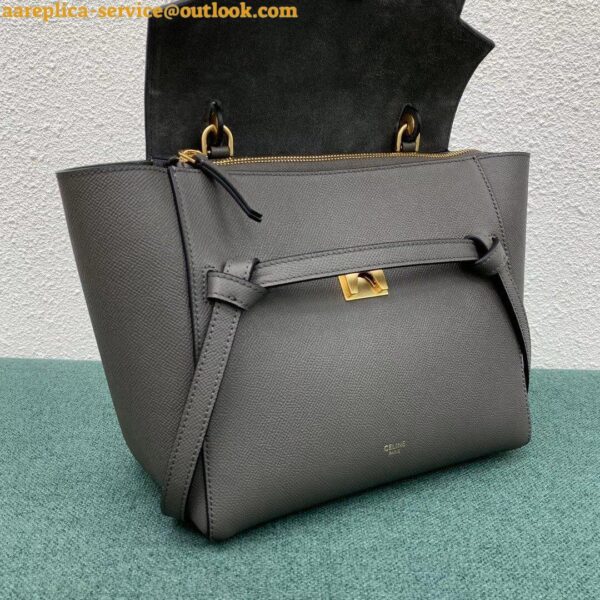 Replica Celine Micro Belt Bag In Grey Grained Calfskin 7