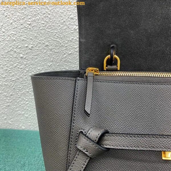 Replica Celine Micro Belt Bag In Grey Grained Calfskin 13