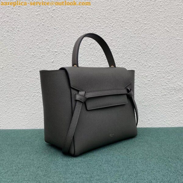 Replica Celine Micro Belt Bag In Grey Grained Calfskin 14