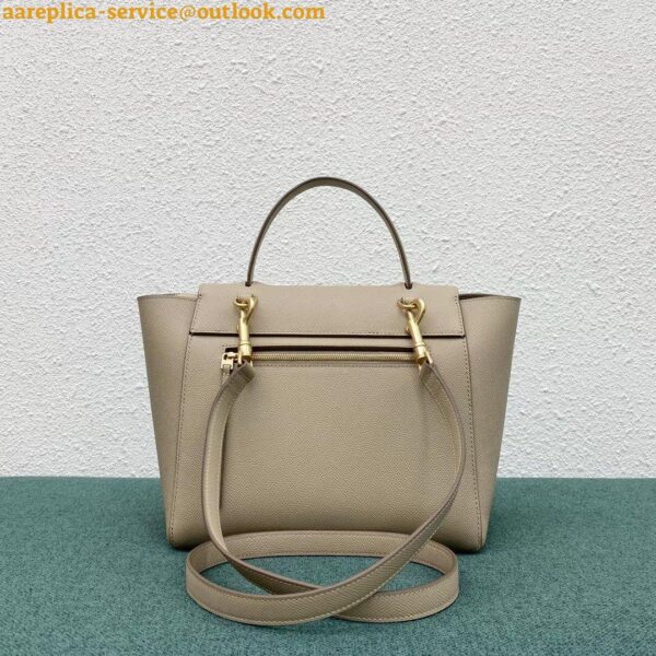 Replica Celine Micro Belt Bag In Light Taupe Grained Calfskin 7