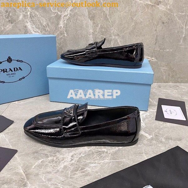 Replica Prada Patent Leather Loafers 1D262M Black 6