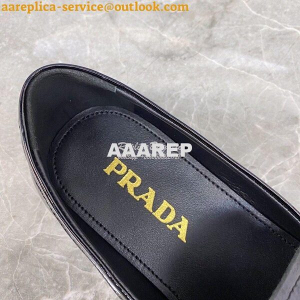 Replica Prada Patent Leather Loafers 1D262M Black 9