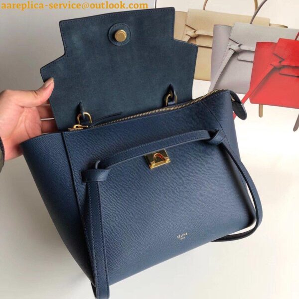 Replica Celine Micro Belt Bag In Navy Blue Grained Calfskin 10