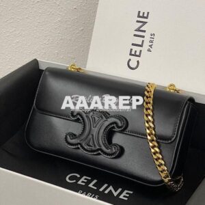 Replica Celine Chain Shoulder Bag Cuir Triomphe In Shiny Calfskin 1992