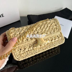 Replica Celine Chain Shoulder Bag Triomphe In Raffia 197993 Natural 2