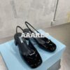 Replica Prada Patent Leather Sling Back Pumps 90 mm 1I770M Black