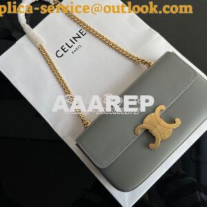 Replica Celine Chain Shoulder Bag Triomphe In Shiny Calfskin 197993 Gr