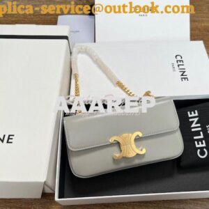 Replica Celine Chain Shoulder Bag Triomphe In Shiny Calfskin 197993 Pa 2