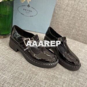 Replica Prada Patent-leather Mary Jane T-strap Shoes 1E834M 2