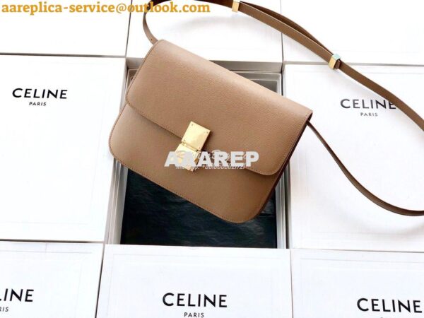 Replica Celine Classic Box Bag in Calfskin with Cork Effect Beige