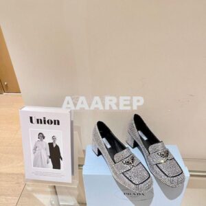 Replica Prada Satin Loafers With Crystals 1D752M