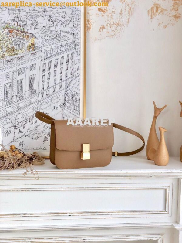 Replica Celine Classic Box Bag in Calfskin with Cork Effect Beige 2