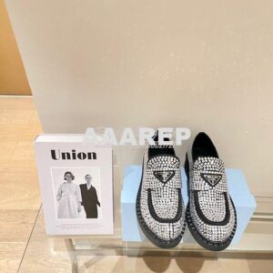 Replica Prada Satin Loafers With Crystals 2DE135