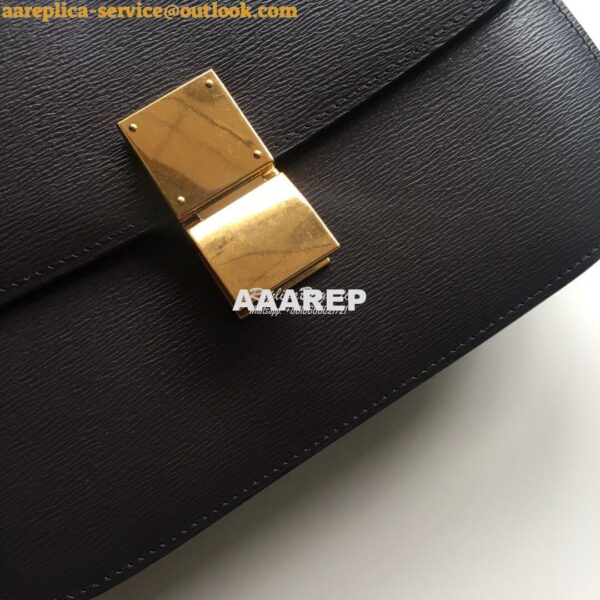 Replica Celine Classic Box Bag in Calfskin with Cork Effect Black 3