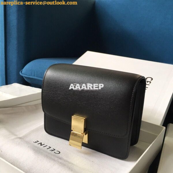 Replica Celine Classic Box Bag in Calfskin with Cork Effect Black 10