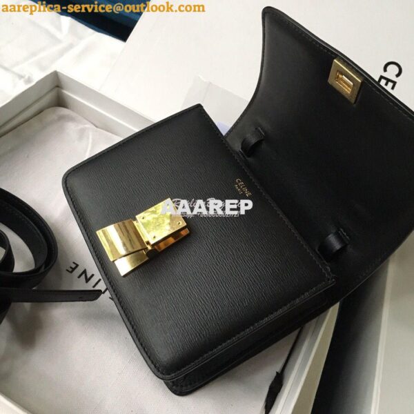 Replica Celine Classic Box Bag in Calfskin with Cork Effect Black 12