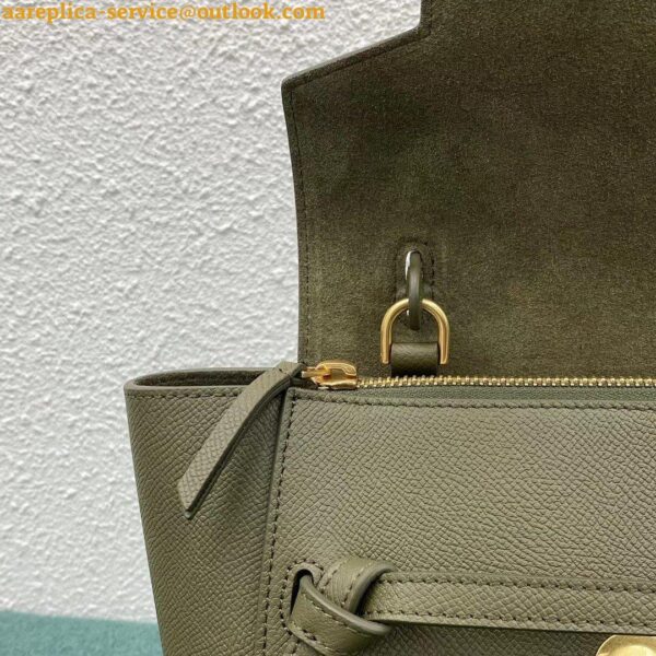 Replica Celine Belt Nano Bag In Army Green Grained Calfskin 8