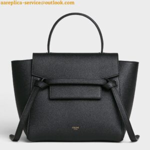 Replica Celine Belt Nano Bag In Black Grained Calfskin