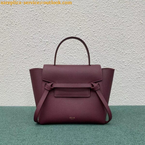 Replica Celine Belt Nano Bag In Bordeaux Grained Calfskin 3