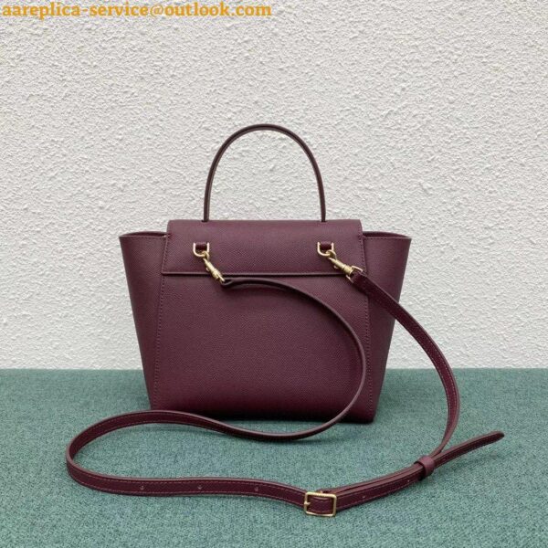 Replica Celine Belt Nano Bag In Bordeaux Grained Calfskin 3