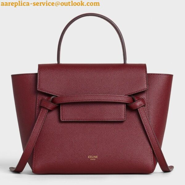 Replica Celine Belt Nano Bag In Bordeaux Grained Calfskin 5