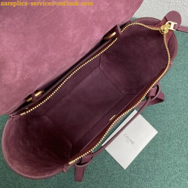 Replica Celine Belt Nano Bag In Bordeaux Grained Calfskin 8