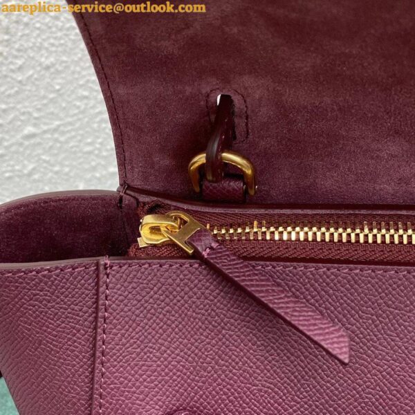 Replica Celine Belt Nano Bag In Bordeaux Grained Calfskin 9